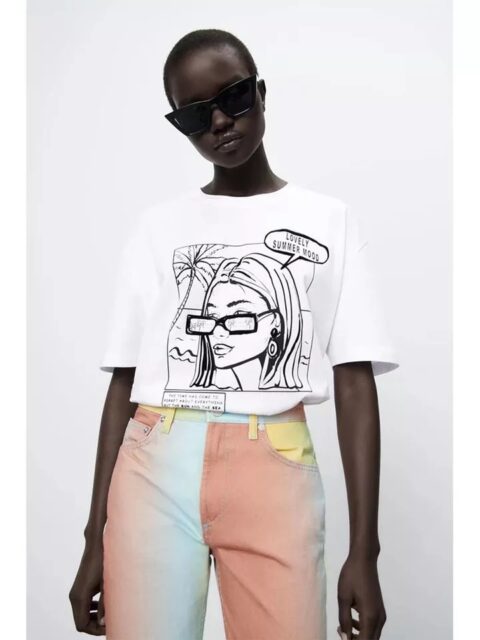 Girl print short sleeve casual T-shirt | Midrand Marabastad