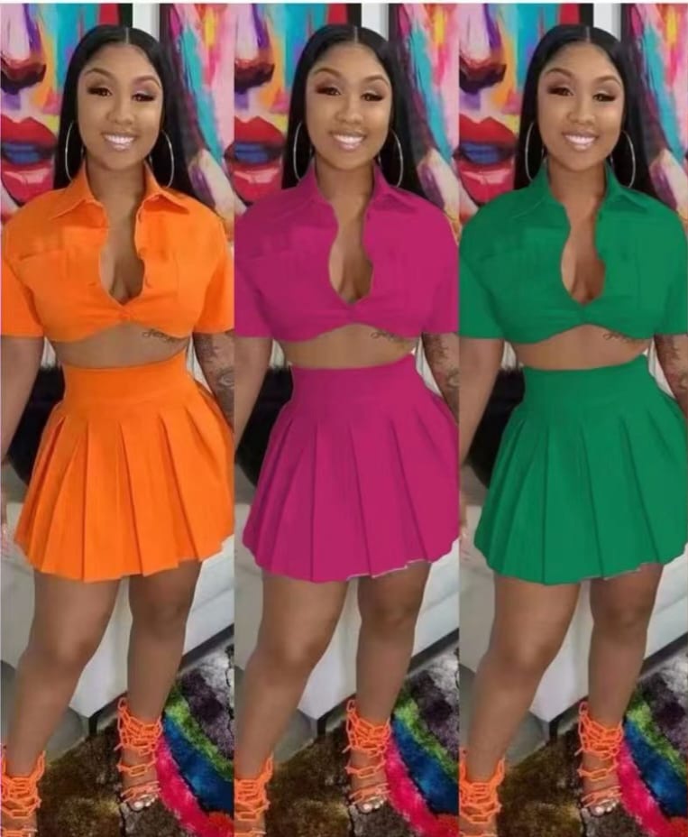 Women Two Piece Outfits Summer Bodycon Skirt Set