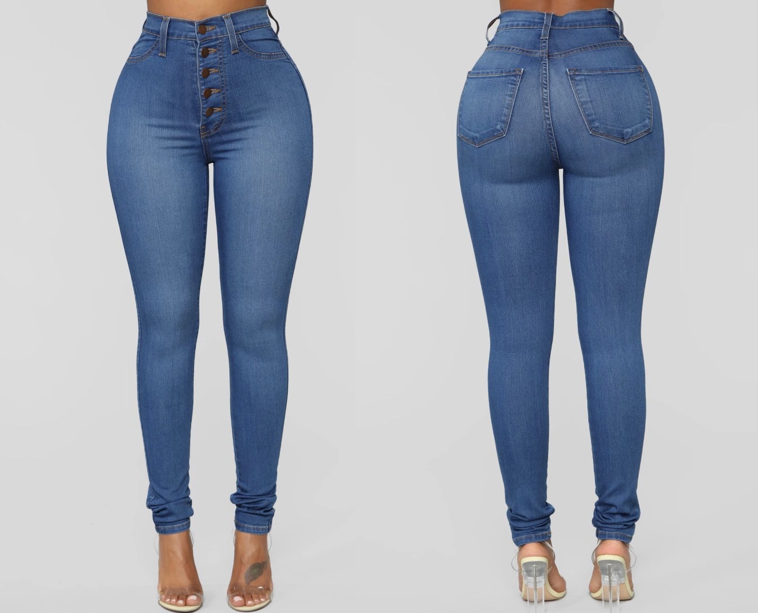 Single Breasted Splice High Waist Jeans | Midrand Marabastad